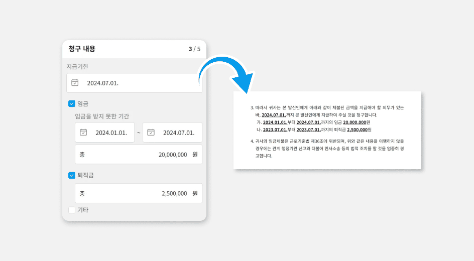 내용증명임금청구서식